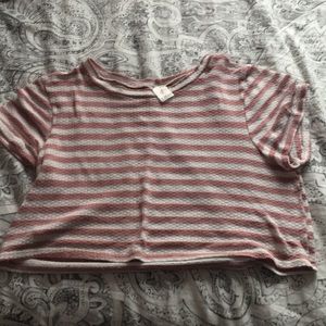 pink and white crop top